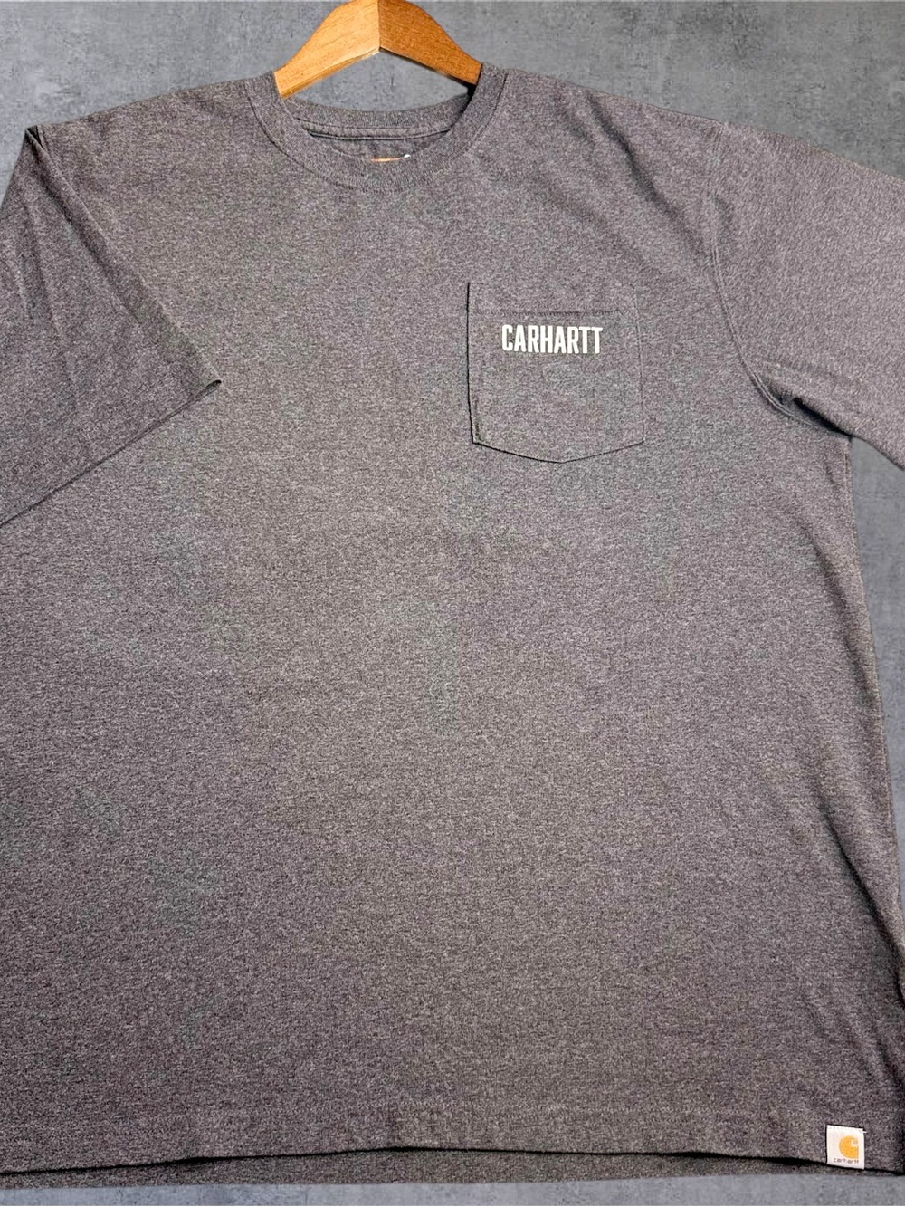 Carhartt T Shirt Mens Size XL Gray Loose Fit Pocket Logo Graphic Workwear
